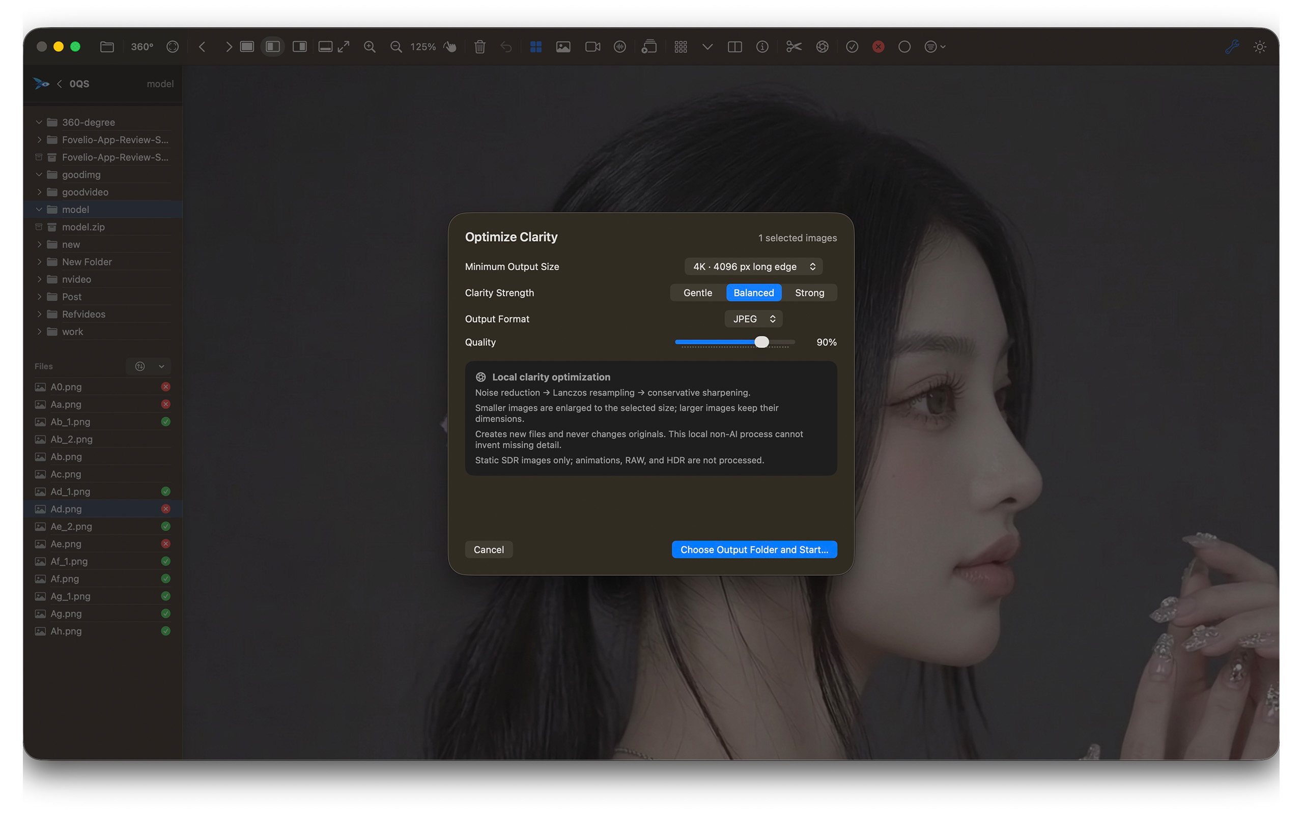 Fovelio local image clarity optimization controls